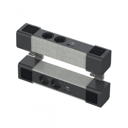 Schneider Electric Unica System+ Блок двойной на струбцинах 2х(2хРоз.+2USB A/C) АНТР/СЕРАЯ ТКАНЬ
