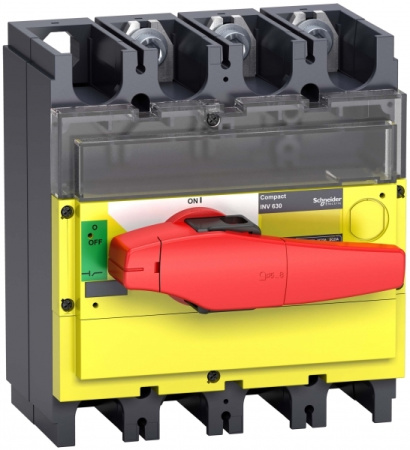 Schneider Electric Compact INS/INV Выключатель-разъединитель INV400 3P красная рукоятка/желтая панель