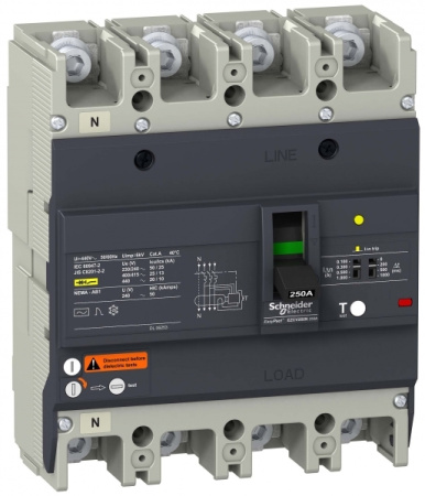 Schneider Electric EasyPact EZC Автоматический выключатель с дифференциальной защитой 25кA 415В 4P 3Т 125А