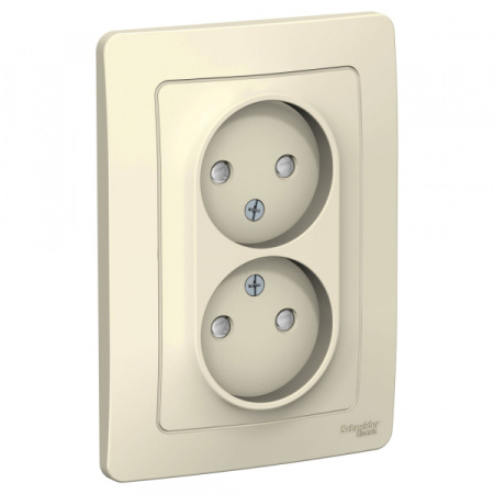 Systeme Electric Blanca внутр Молочная Розетка 2-ая б/з со шторками, 16А, 250В
