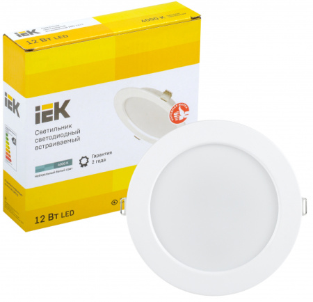 IEK Светильник LED ДВО 1613 белый круг 12Вт 4000К IP20
