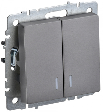 IEK BRITE BASE Сталь Выключ. 2-кл с индик 10А ВС10-2-1-БрС