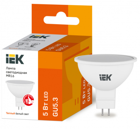 IEK Лампа светодиодная ECO MR16 софит 5Вт 230В 3000К GU5.3
