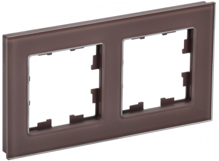 IEK BRITE DECOR Темн.бронза глянц стекло Рамка 2-м РУ-2-2-БрТБ