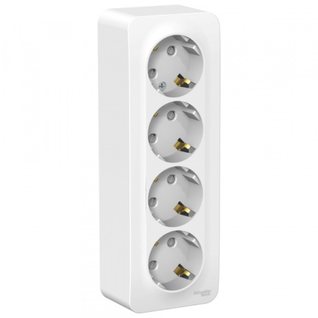 Systeme Electric Blanca наруж Бел Розетка 4-ая с/з со шторками 16А, 250В, изолир. пластина