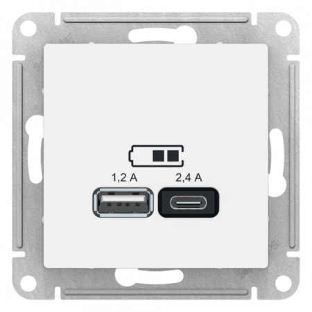 Systeme Electric AtlasDesign Белый USB A+С, 5В/2,4 А, 2х5В/1,2 А, механизм