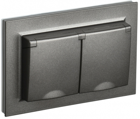 IEK BRITE Темн.бронза Розетка 2-я с кр. 16А в сборе IP44 РСбш12-3-44-БрТБ