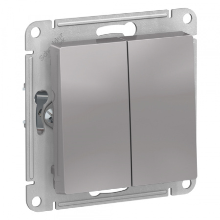 Systeme Electric AtlasDesign Алюминий Переключатель 2-клавишный сх.6, 10АХ, механизм