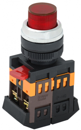 IEK Кнопка ABLFP-22 красный d22мм неон/240В 1з+1р