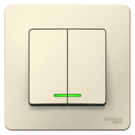 Systeme Electric Blanca внутр Молочный Выключатель 2-клавишный с подсветкой, 10А, 250B