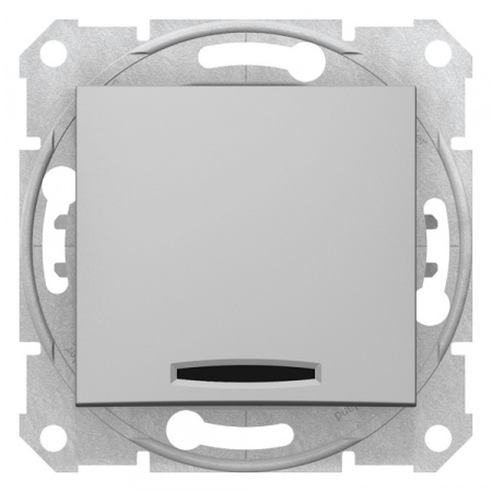 Schneider Electric Sedna Алюминий Выключатель 1-клавишный с подсветкой 10А (сх.1)
