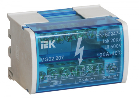 IEK Шины на DIN-рейку в корпусе (кросс-модуль) L+PEN 2х7