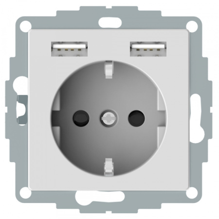 Schneider Electric Merten SM Aquain  Бел Актив Розетка Schuko с 2 USB c зарядным устройством 2,4 A