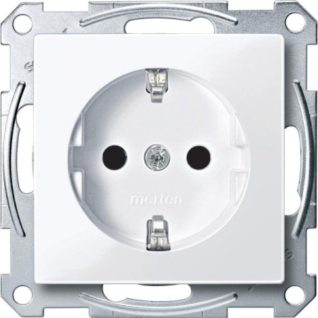 Schneider Electric Merten SM Бел Актив Розетка с/з с защитными шторками безвинт. зажим