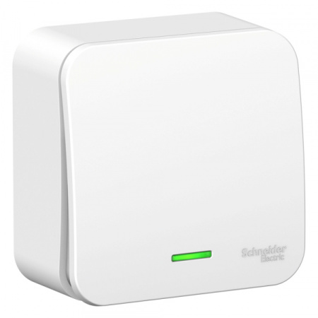 Systeme Electric Blanca наруж Бел Переключатель 1-клавишный с подсветкой 10А, 250B, изолир. пластина