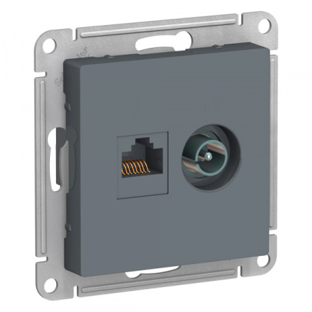 Systeme Electric AtlasDesign Грифель Розетка двойная комп+ТВ, RJ45+TV, кат.5E, механизм