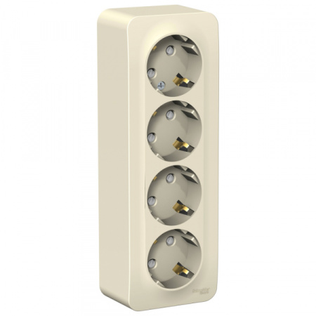 Systeme Electric Blanca наруж Молочная Розетка 4-ая с/з со шторками 16А, 250В, изолир. пластина