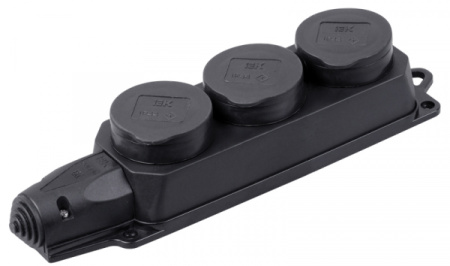 IEK OMEGA РБ33-1-0м Розетка (колодка) трехместная с защитными крышками IP44