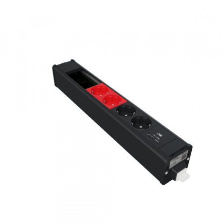Schneider Electric US+ Блок 2хРозетка БЕЛАЯ+2хРозетка КРАСНАЯ+2USB A/C +место (45х90) под VDI АНТР.