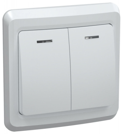 IEK VEGA ВС10-2-1-ВБ Выключатель 2кл 10А с инд. ВЕГА (белый)