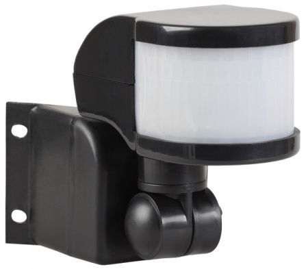 IEK Датчик движения ДД 018В черный, макс. нагрузка 1100Вт, уг 270град, дальность 12м, IP44,