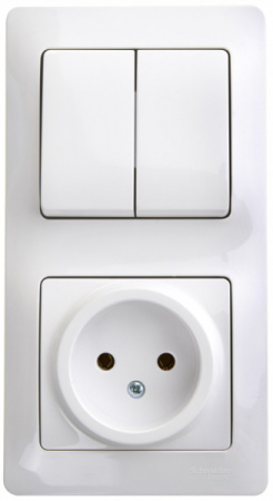 Systeme Electric Glossa Бел Блок: розетка и 2-кл. выключатель