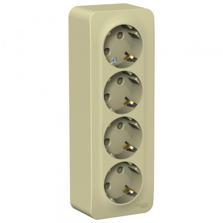 Systeme Electric Blanca наруж Беж Розетка 4-ая с/з со шторками, изолир. пластина 16А, 250В