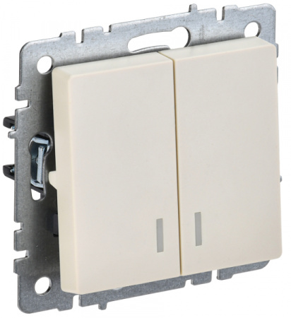 IEK BRITE BASE Бежевый  2-к с инд 10А ВС10-2-1-БрКр