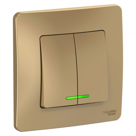 Systeme Electric Blanca внутр Титан Выключатель 2-клавишный с подсветкой, 10А, 250B
