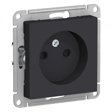 Systeme Electric AtlasDesign Карбон Розетка б/з со шторками, 16А, механизм