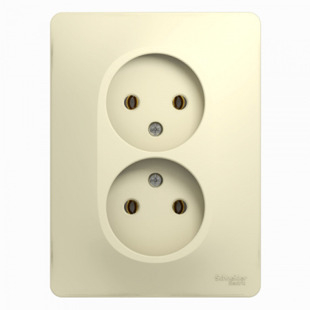 Systeme Electric Glossa Беж Розетка 2-я б/з (в сборе с рамкой)