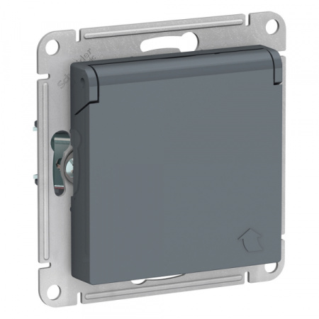 Systeme Electric AtlasDesign Грифель Розетка с/з, со шторками, с крышкой, 16А