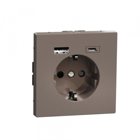 Schneider Electric MERTEN D-Life Мокко Розетка силовая 16 A с зарядкой USB A+C 3 A