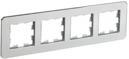 IEK BRITE DECOR Алюминий металл. скругл.угол Рамка 4-м РУ-4-1-Бр RE