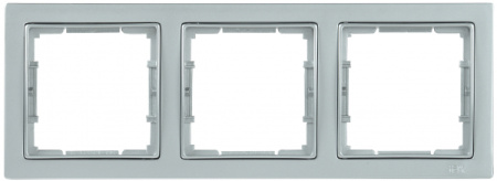 IEK РУ-3-БС Рамка трехместная квадратная BOLERO Q1 серебряный