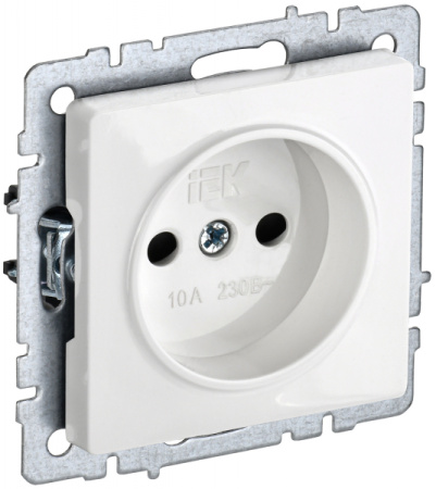 IEK BRITE BASE Белый Розетка без з/к с з/ш 10А РСш10-2-БрБ