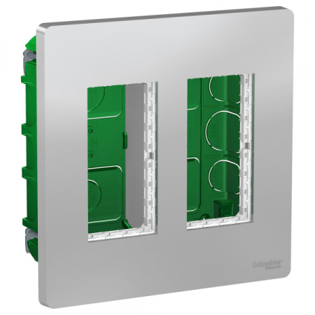 Schneider Electric Unica System+ Алюминий Блок скрытой установки 2х2