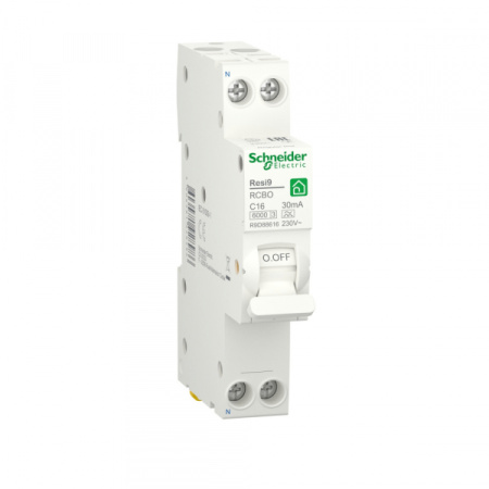 Schneider Electric RESI9 Автоматический выключатель дифференциального тока (ДИФ) 1P+N С 16А 6000A 30мА 18mm тип A