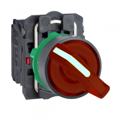 Schneider Electric XB5 Переключатель 22мм 230-240В 2-поз., красный с подсветкой