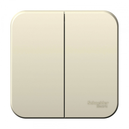 Systeme Electric Blanca наруж Молочный Выключатель 2-клавишный 10А, 250B, изолир. пластина