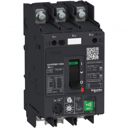 Schneider Electric Автоматический выключатель GV4PE с многофункциональным NFC расцепителем 3,5A 50kA зажим под кольцевой наконечник