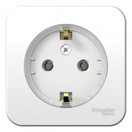 Systeme Electric Blanca наруж Бел Розетка с/з без шторок, (тонкая) 16А, 250В, изолир. пластина