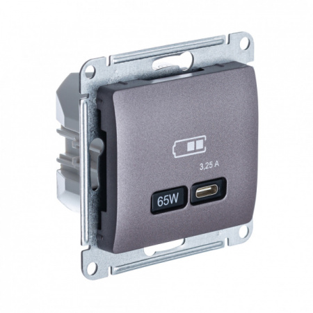 Systeme Electric Glossa Сиреневый туман USB Розетка тип-C 65W высокоскор.заряд. QC, PD, мех.