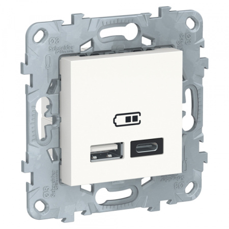 Schneider Electric Unica New Белый Розетка USB, 2-местная, тип А+С, 5 В / 2400 мА