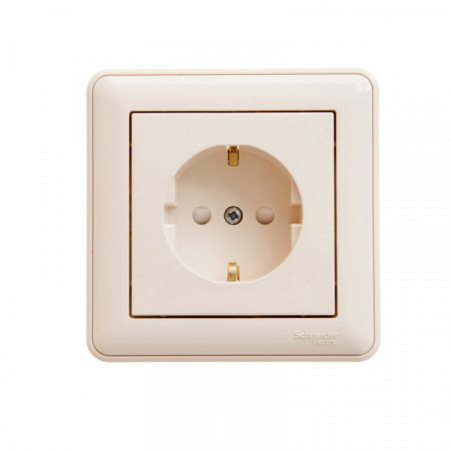 Systeme Electric Wessen 59 Беж Розетка с/з с защитными шторками (в сборе, с рамкой)