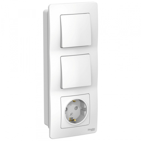 Systeme Electric Blanca внутр Бел Блок: Розетка з/к шт 16А, 250В+выкл1кл.+выкл 1кл.