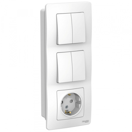 Systeme Electric Blanca внутр Бел Блок: Розетка з/к шт 16А, 250В+выкл 2кл.+выкл 2кл.