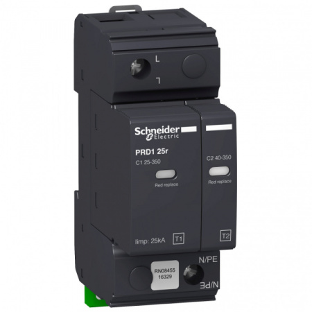 Schneider Electric Acti 9 PRD1 25r Ограничитель перенапряжения 1P, класс 1+2, со сменными картриджами