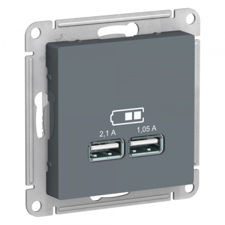 Systeme Electric AtlasDesign Грифель USB, 5В, 1 порт x 2,1 А, 2 порта х 1,05 А, механизм