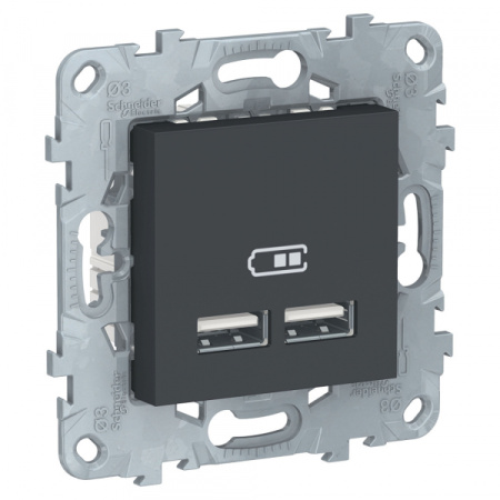 Schneider Electric Unica New Антрацит Розетка USB, двойная, 5 В / 2100 мА
